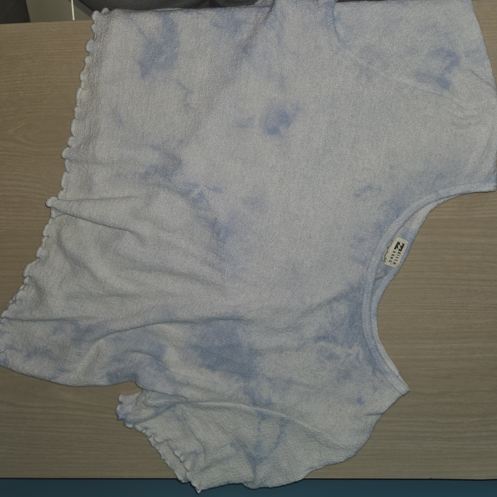 Like NEW- Never Worn.  Billabong Blue and White Tie-Dye Top